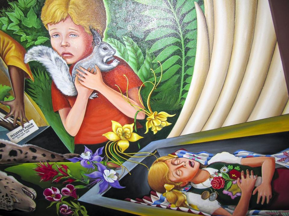 Sections of Leo Tanguma's "In Peace and Harmony with Nature" murals at the Denver International Airport.