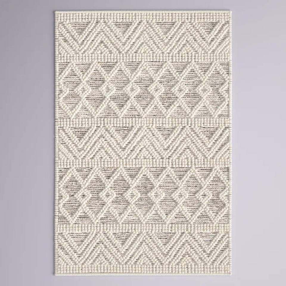 Ganta Moroccan Handmade Flatweave Wool Charcoal/Cream Area Rug