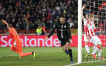 Soccer Football - Champions League - Group Stage - Group C - Crvena Zvezda v Paris St Germain - Rajko Mitic Stadium, Belgrade, Serbia - December 11, 2018 Paris St Germain's Edinson Cavani celebrates scoring their first goal REUTERS/Marko Djurica