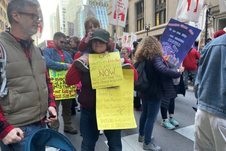 Hundreds of teachers and supporters march in Chicago