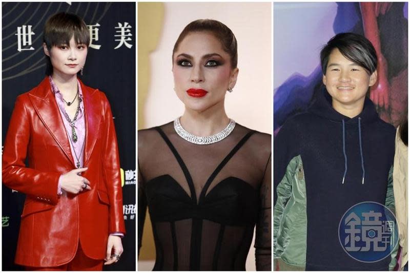 像蕭亞軒因髖關節受傷而停滯活動的名人不少，例如李宇春（左）、Lady Gaga（中）及曾雅妮（右）。