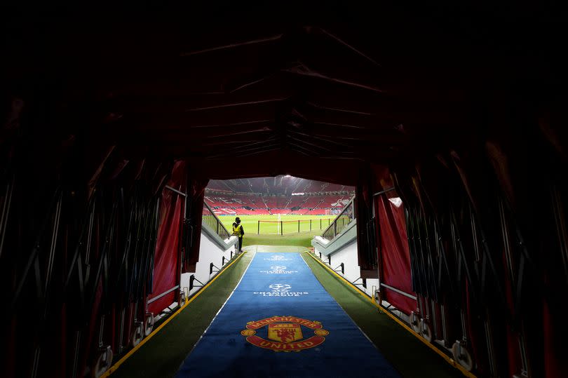 View from the Old Trafford tunnel ahead of Manchester United's final Champions League game this season