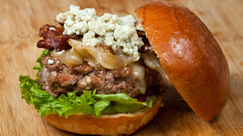 Blue cheese on burger