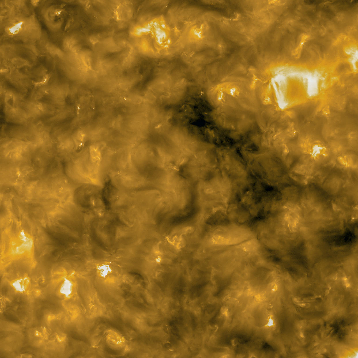 Image of the Sun's surface captured by The Solar Orbiter when it came within 47 million miles of the Sun's surface. (BEIS via PA)