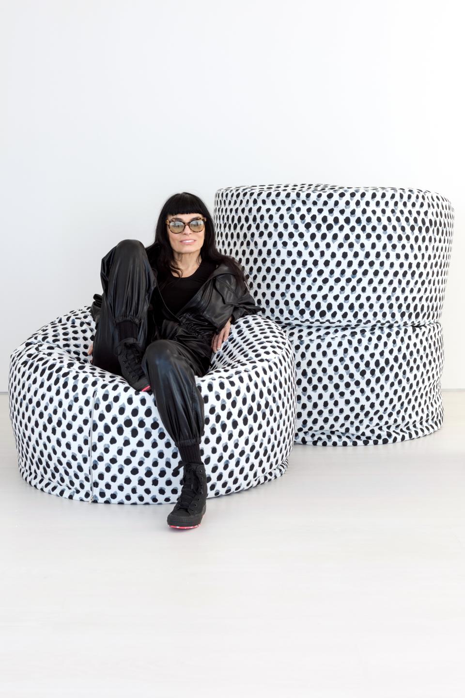 Norma Kamali with pieces from her new NORMALIFE HOME collection.