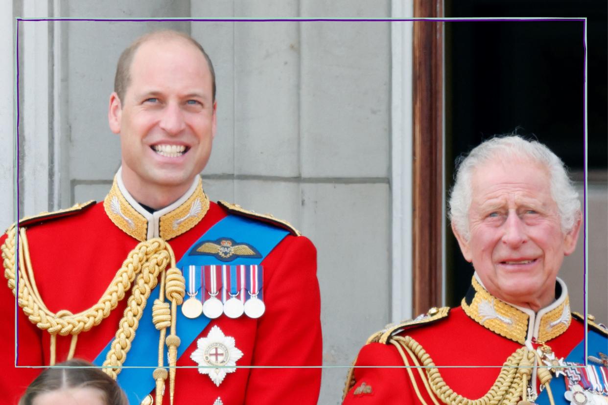  Prince William and King Charles on royal balcony. 