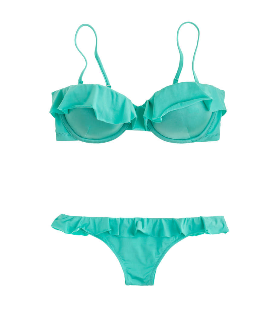 J.Crew’s ruffled bikini offers a more secure way to try the trend. (No wardrobe malfunctions here!) Head to your local J.Crew shop on May 12 from 5 to 8 p.m. for a summer kickoff party featuring the season’s best beachwear. Even better, for every swimsuit sold in May, J.Crew will donate a portion of proceeds to the Melanoma Research Alliance and the Skin Cancer Foundation. 
