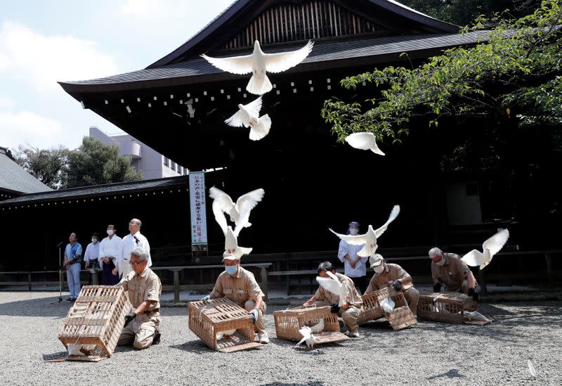 Visit to Yasukuni Shrine in Tokyo on the 75th anniversary of Japan's surrender in World War Two