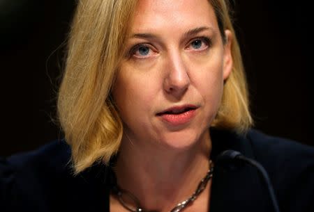 Jeanette Manfra, Acting Deputy Undersecretary for Cybersecurity at the DHS, testifies about Russian interference in U.S. elections to the Senate Intelligence Committee in Washington, U.S., June 21, 2017. REUTERS/Joshua Roberts