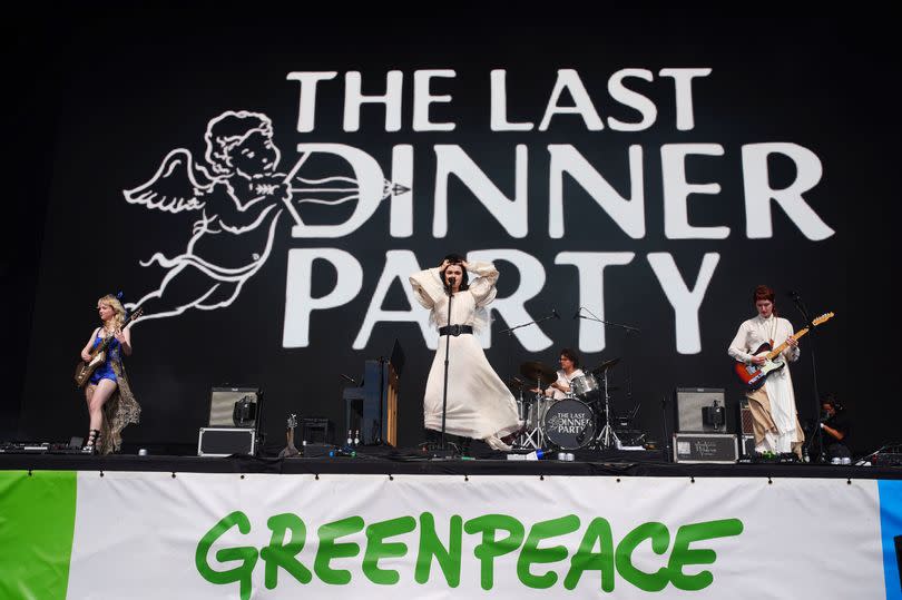 The Last Dinner Party perform on The Other Stage at the Glastonbury Festival