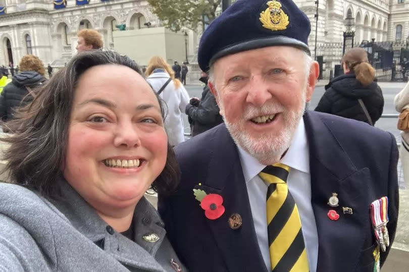 Susan with nuclear test veteran Terry Hughes, who was on the ship Wave Ruler which participated in Operation Grapple at Christmas Island in 1957