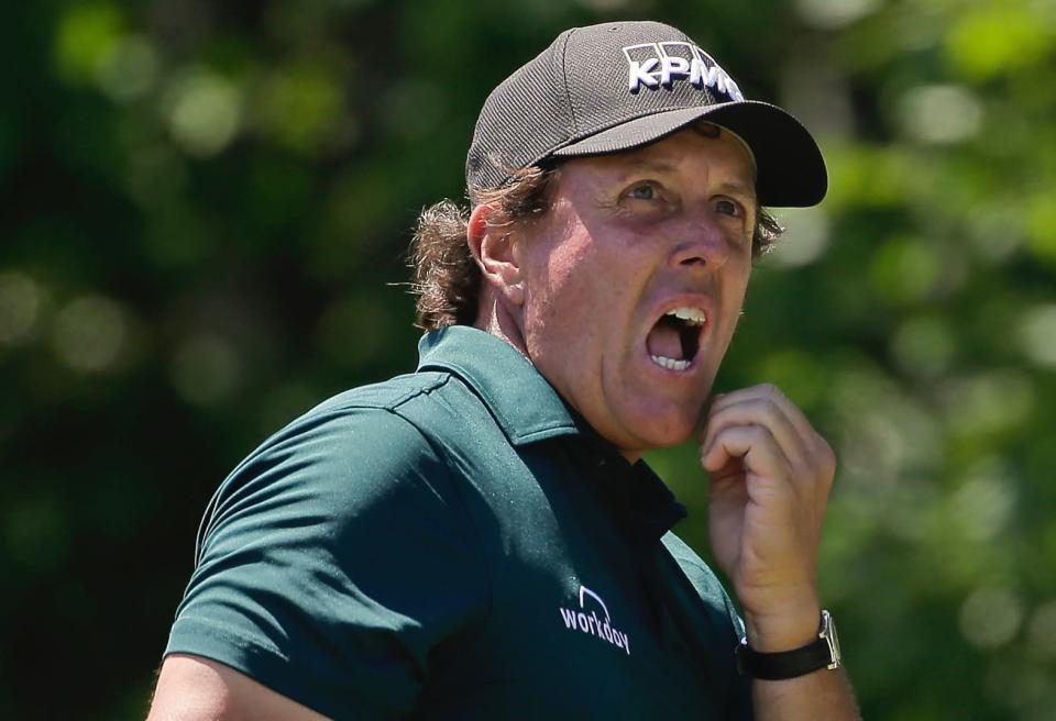 Phil Mickelson reflected on his “rough month” Thursday ahead of next week’s Open Championship, vowing to “act a little better” after a pair of rules violations. (AP)