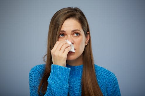   <span class="attribution"><a class="link " href="https://www.shutterstock.com/image-photo/woman-blows-his-runny-nose-napkin-2207262151" rel="nofollow noopener" target="_blank" data-ylk="slk:A.D.S.Portrait/Shutterstock;elm:context_link;itc:0;sec:content-canvas">A.D.S.Portrait/Shutterstock</a></span>