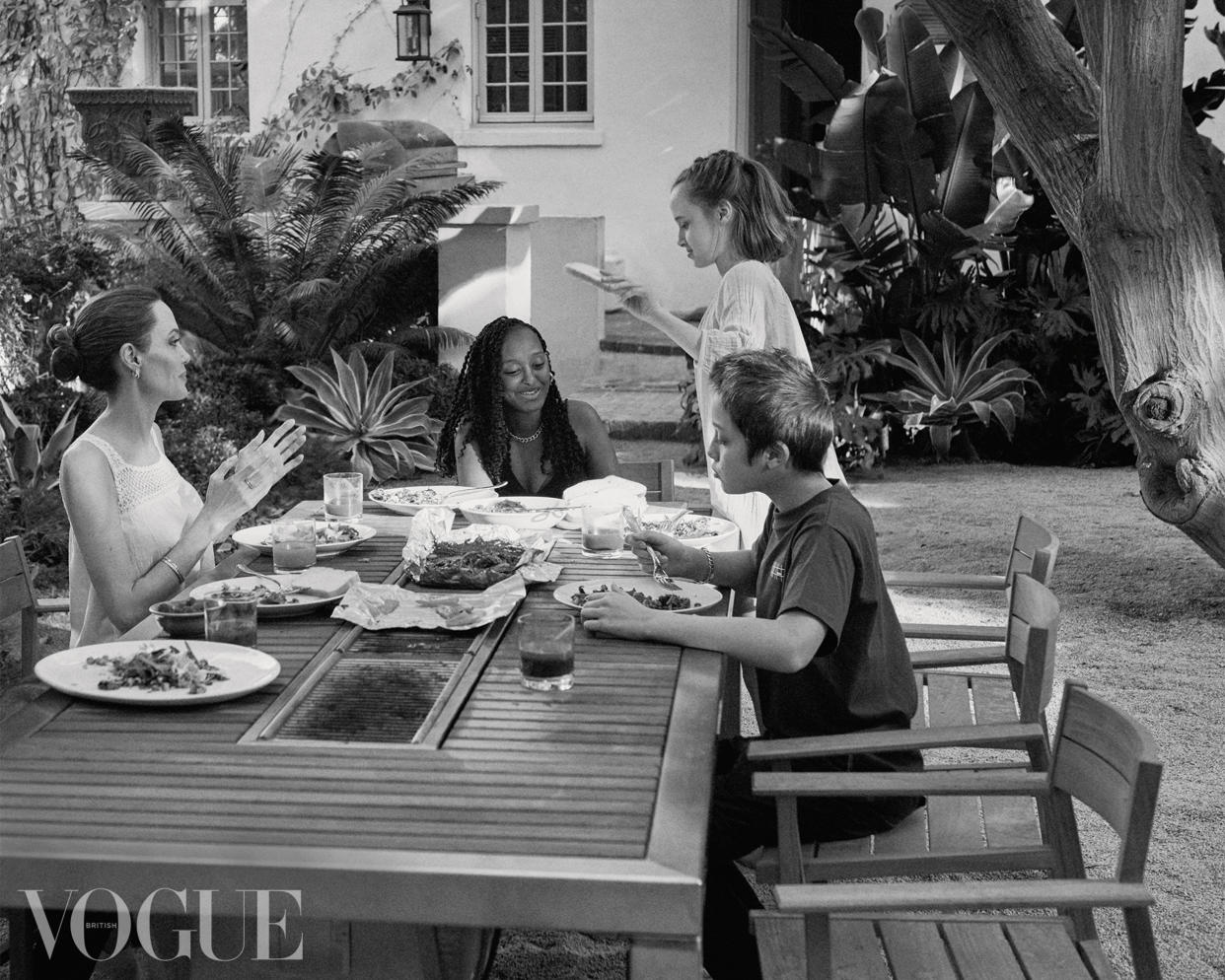 Jolie chows down with Zahara, Vivienne and Knox. (Courtesy Craig McDean)