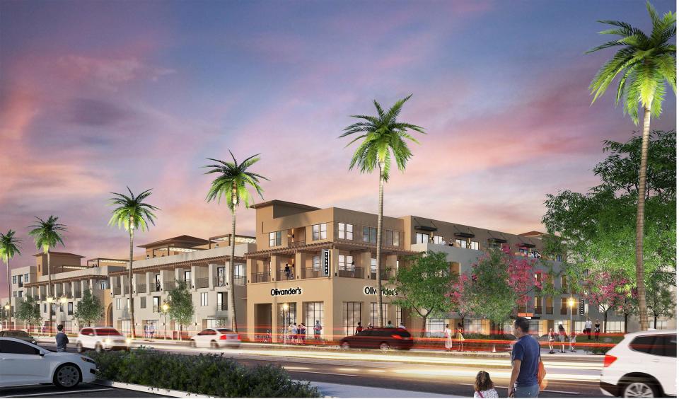 Demolition expected to start this summer at Santa Susana Plaza in Simi Valley will make way for 280 apartments above ground floor commercial space, shown in a rendering.