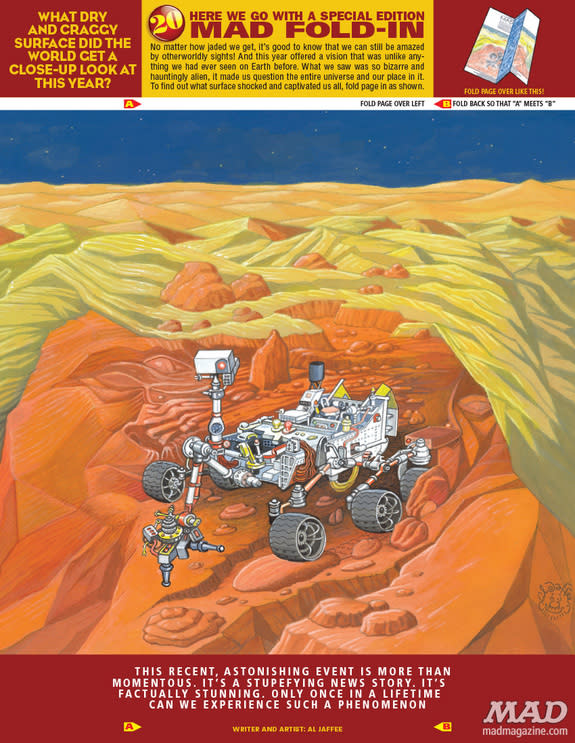 NASA's Mars rover Curiosity appears in the fold-in feature of MAD magazine's 2012 year-end issue, out Dec. 18.