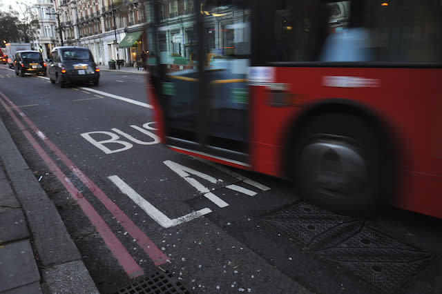 A general view of a bus lane in central London as transport bosses have welcomed a court ruling on their policy of banning private hire vehicles from bus lanes.