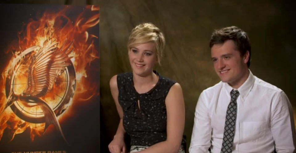 Jennifer Lawrence and Josh Hutcherson, ultimate jokesters (Photo: Yahoo Movies/screengrab) 