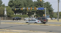 This Monday July 26, 2021 photo shows a sign for the Lee Jackson highway in Fairfax County, Va. The names of Confederate leaders are being stripped from schools and major highways throughout Virginia. But when it comes to the many side streets in the state that carry Confederate names, it's a different story. (AP Photo/Dan Huff)