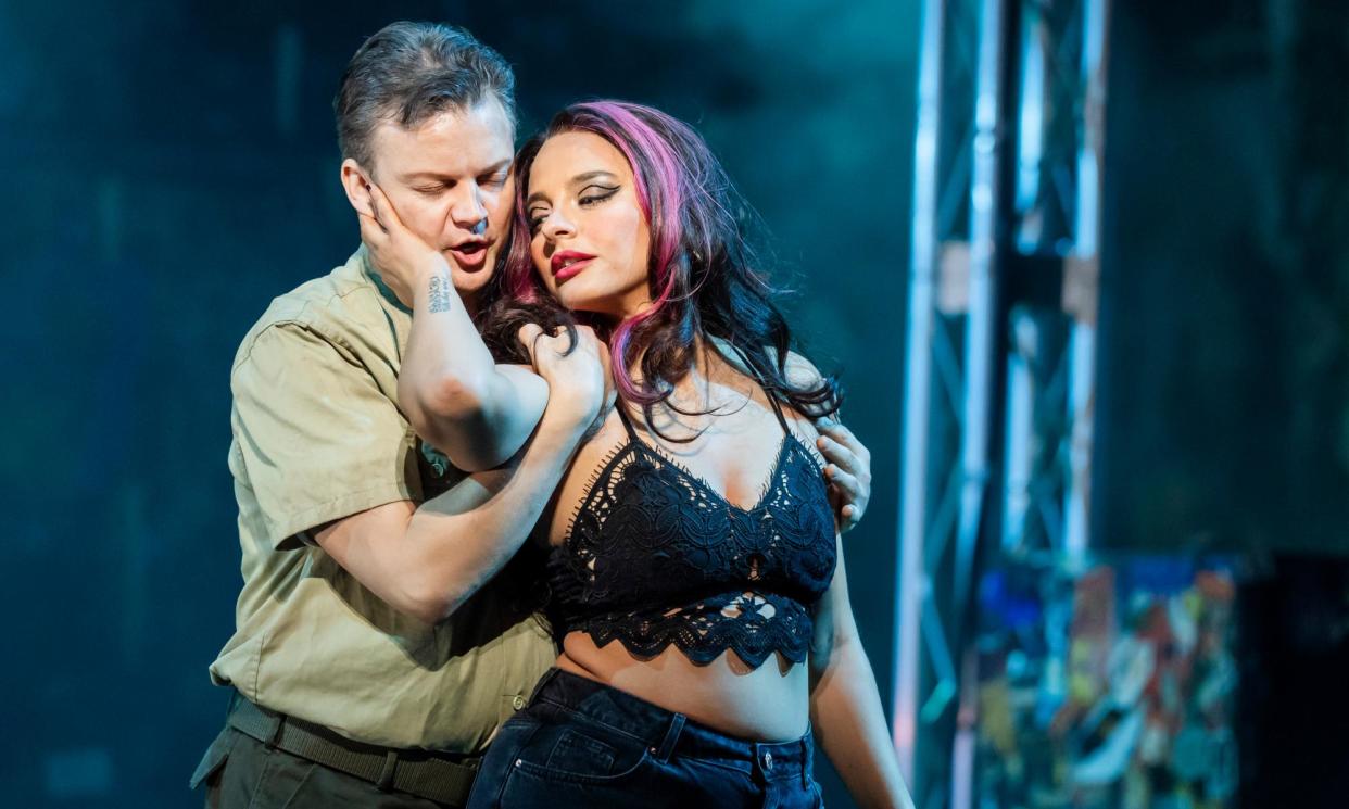 <span>‘Steely intensity’: Dmytro Popov as Don José, and Rehab Chaieb, ‘anything but everywoman’, as Carmen at Glyndebourne.</span><span>Photograph: Tristram Kenton/The Guardian</span>