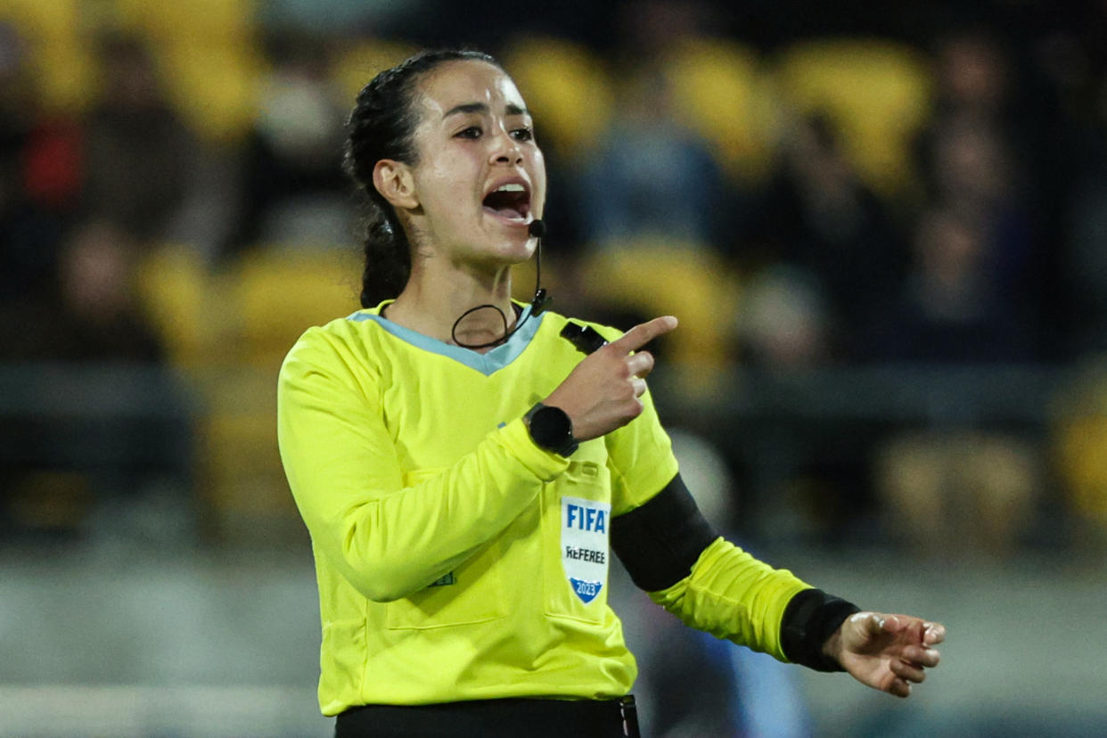 Katia Itzel García durante el partido entre Nueva Zelanda y Filipinas en el Mundial Femenil de 2023. (MARTY MELVILLE/AFP via Getty Images)