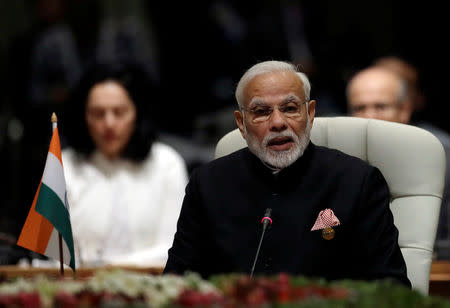 Indian Prime Minister Narendra Modi speaks during the BRICS Summit in Johannesburg, South Africa, July 26, 2018. REUTERS/Themba Hadebe/Pool via REUTERS/Files