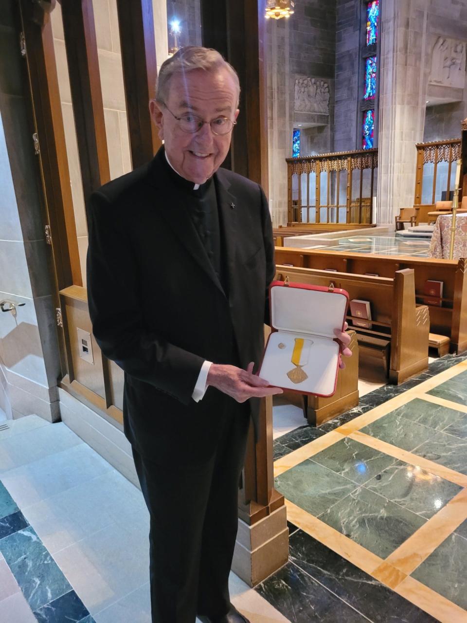 Rev. Melvin Blanchette, formerly from Newport, received the Cross Pro Ecclesia et Pontifice medal for service to the Catholic Church.