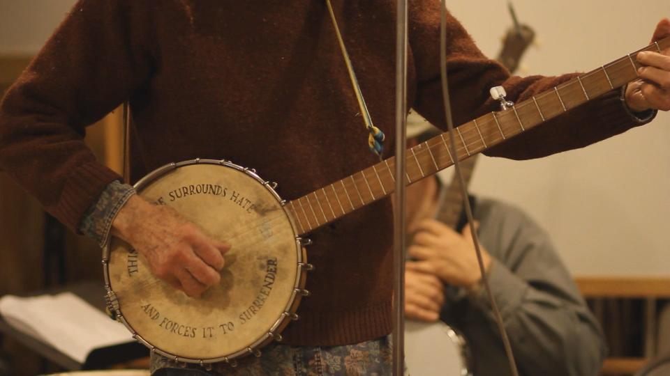 The late Pete Seeger playing his banjo. He and his Hudson River clean-up project is the subject of "Down by the Riverside," playing Sunday, April 14, 2024, at the Capital City Film Festival.