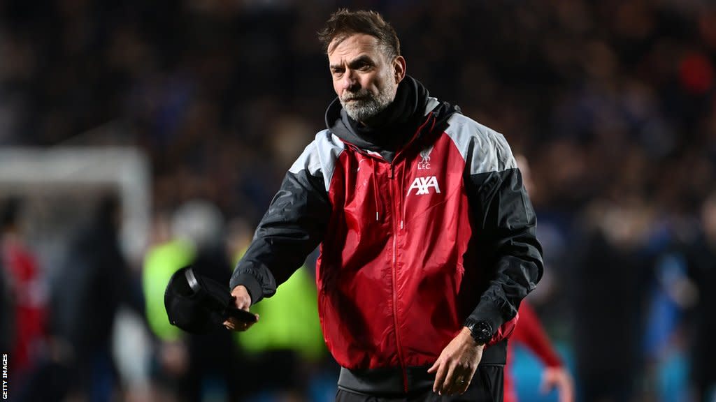 Liverpool boss Jurgen Klopp acknowledges their supporters after their Europa League quarter-final second leg against Atalanta