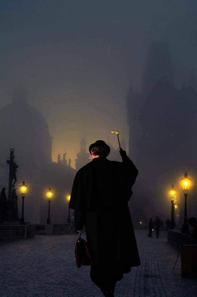 A publicity photo for the theatrical show "American Monster" shows Chicago serial killer H.H. Holmes on a dark street representing London (but apparently based on Prague's Charles Bridge). The show claims that Holmes and Jack the Ripper were the same person.