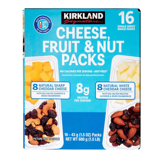 Costco Kirkland Signature Cheese fruit nut snack packs