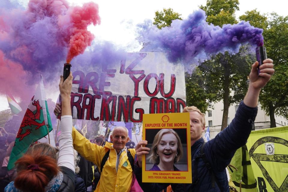 Members of Extinction Rebellion protest outside Downing Street in November 2022 (PA)