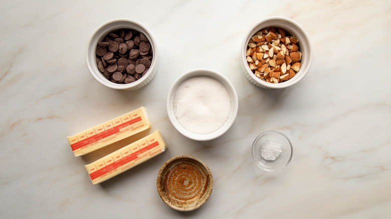 ingredients for chocolate almond toffee