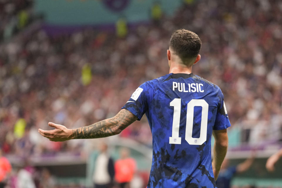 AL KHOR, QATAR - NOVEMBER 25: Christian Pulisic #10 of the United States reacts during a FIFA World Cup Qatar 2022 Group B match between England and USMNT at Al Bayt Stadium on November 25, 2022 in Al Khor, Qatar. (Photo by Brad Smith/ISI Photos/Getty Images)