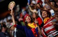 Supporters of Hillary cheer on the convention floor. REUTERS/Carlos Barria