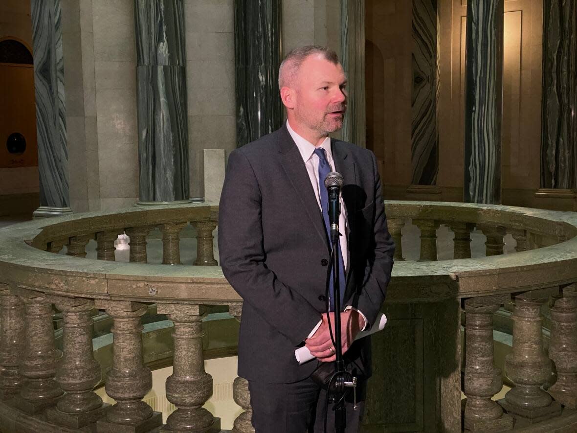 Education Minister Dustin Duncan suggested on Wednesday that school divisions can ask third party facilities like city rinks to waive their vaccine policy so high school kids who are unvaccinated can play.  (Kirk Fraser/CBC - image credit)