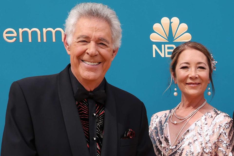 <p>Mark Von Holden/NBC via Getty</p> Barry Williams and wife Tina Mahina at the 74th Annual Primetime Emmy Awards in September 2022