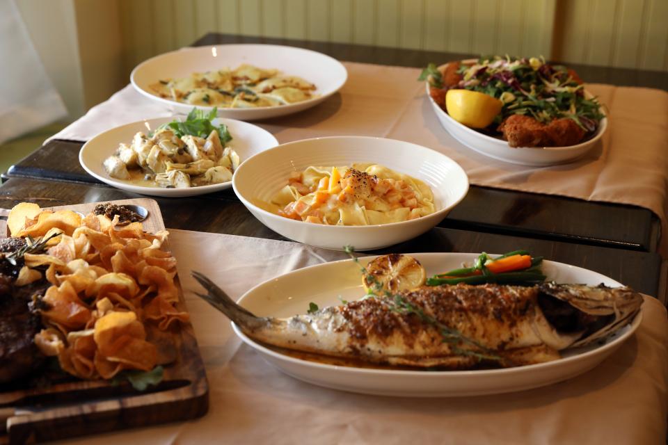 A few of the pastas and main dishes at Piccola Trattoria in Dobbs Ferry on Sept. 20, 2023. The Italian restaurant is reopening in a new and larger location after a two-year hiatus.