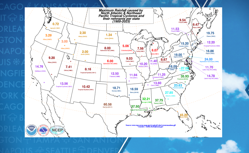 Tropical rainfall map