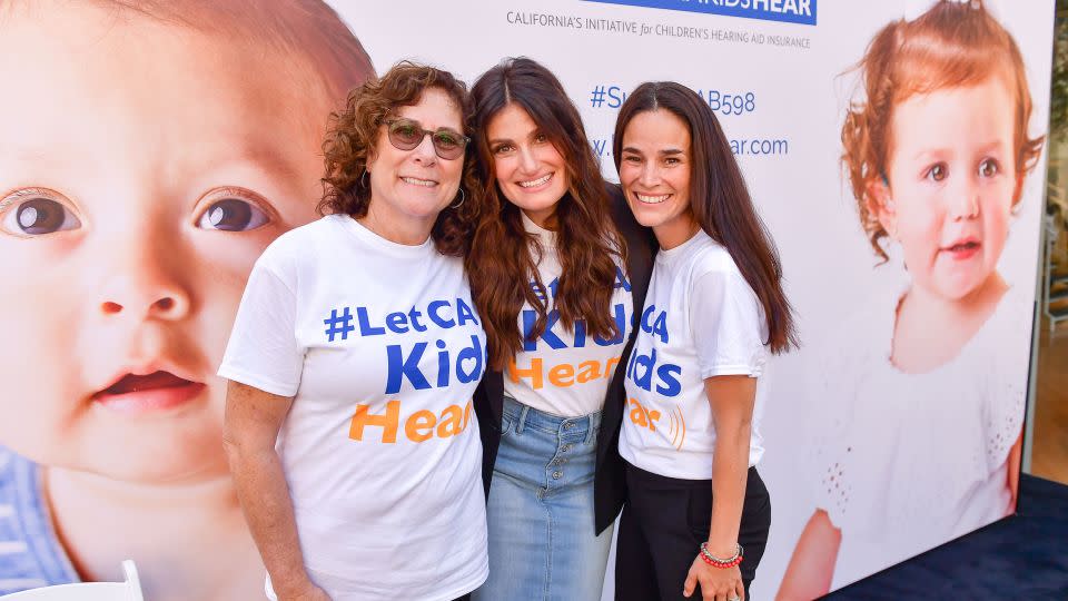 From left, Lydia Sussman, Idina Menzel and Michelle Marciniak attend a Let California Kids Hear Campaign in Los Angeles in 2019. - Matt Winkelmeyer/Getty Images