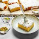 <p>School dinner cake has begun to trend online and we are all for it! Use any sprinkles you like to decorate this classic cake.</p><p><strong>Recipe: <a href="https://www.goodhousekeeping.com/uk/food/recipes/a36553952/school-dinner-cake-recipe/" rel="nofollow noopener" target="_blank" data-ylk="slk:School dinner cake;elm:context_link;itc:0;sec:content-canvas" class="link ">School dinner cake </a></strong></p>