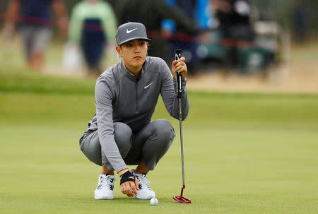 Golf - Women's British Open - Royal Lytham & St Annes Golf Club, Lytham Saint Annes, Britain - August 2, 2018 Michelle Wie of the U.S. lines up a putt during the first round Action Images via Reuters/Jason Cairnduff