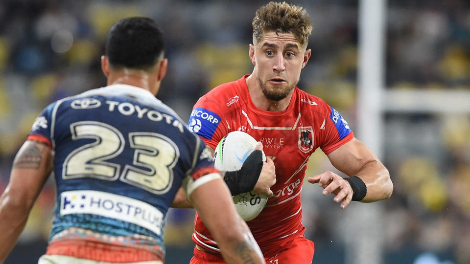 Zac Lomax had a game to forget for the Dragons against the high-flying Cowboys. Pic: AAP