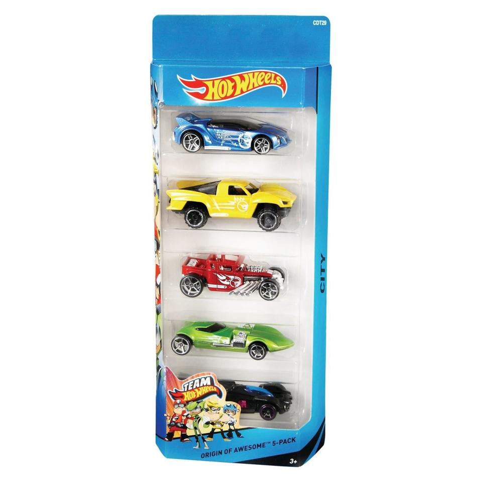 Four pack of colorful hotwheels