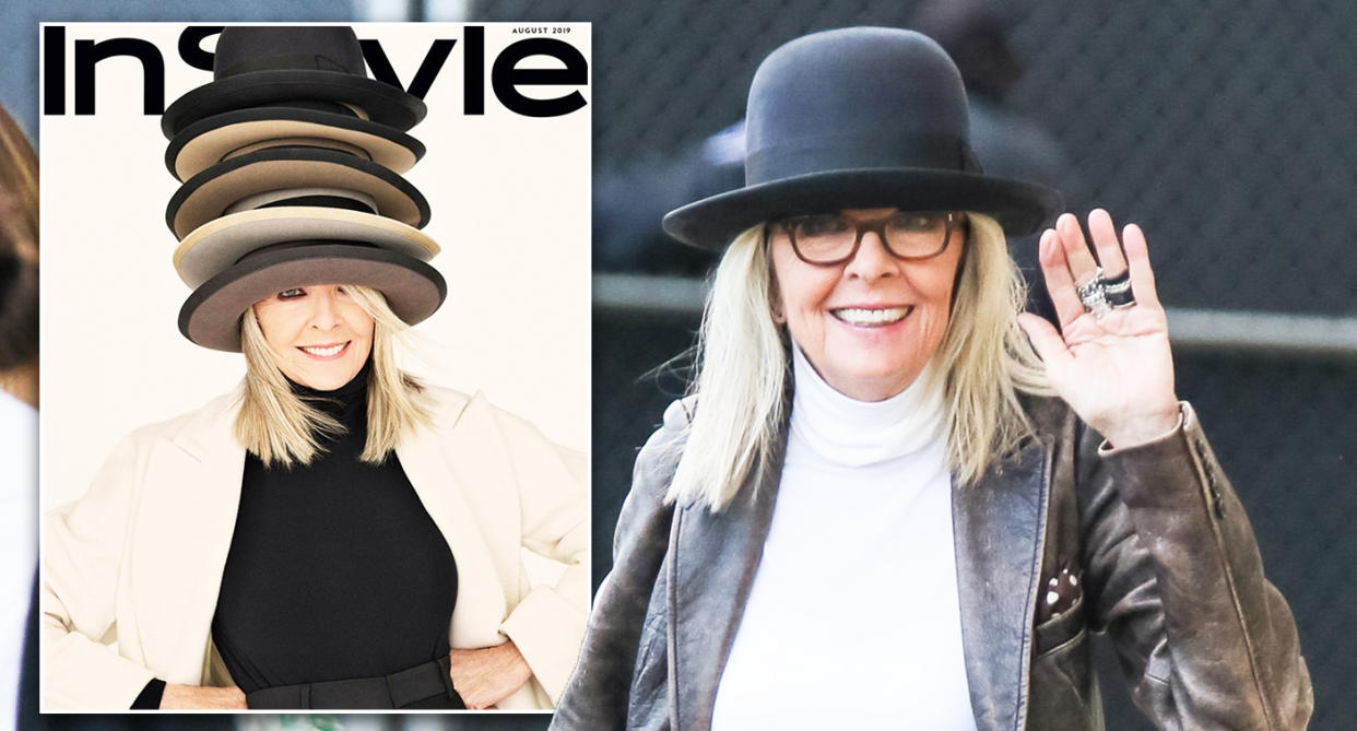 Diane Keaton stars on the front of the August 2019 issue of InStyle magazine. [Photo: Getty/InStyle]