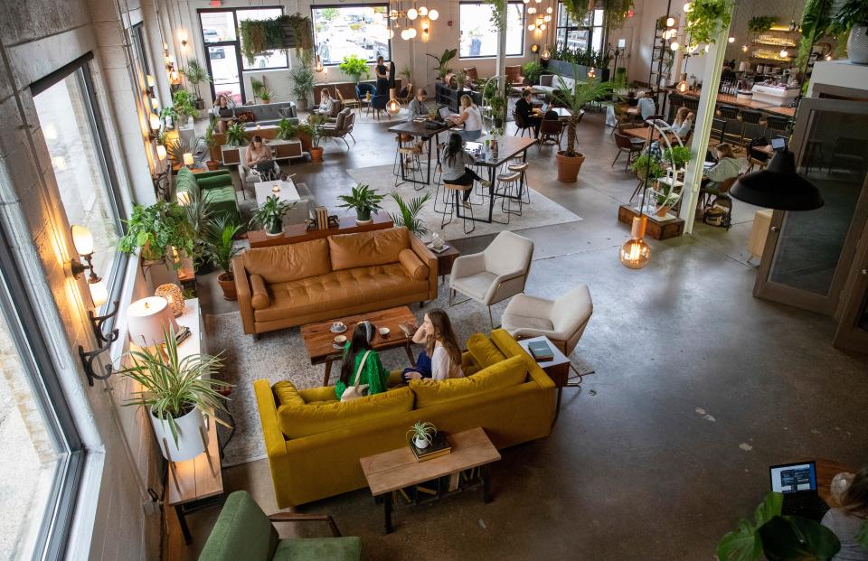 Over 3,000 square feet of space at Parlor Public House on Tuesday, Aug. 17, 2021, which serves as a coffee spot by day and a bar at night, and features decor popular with the Instagram crowd.