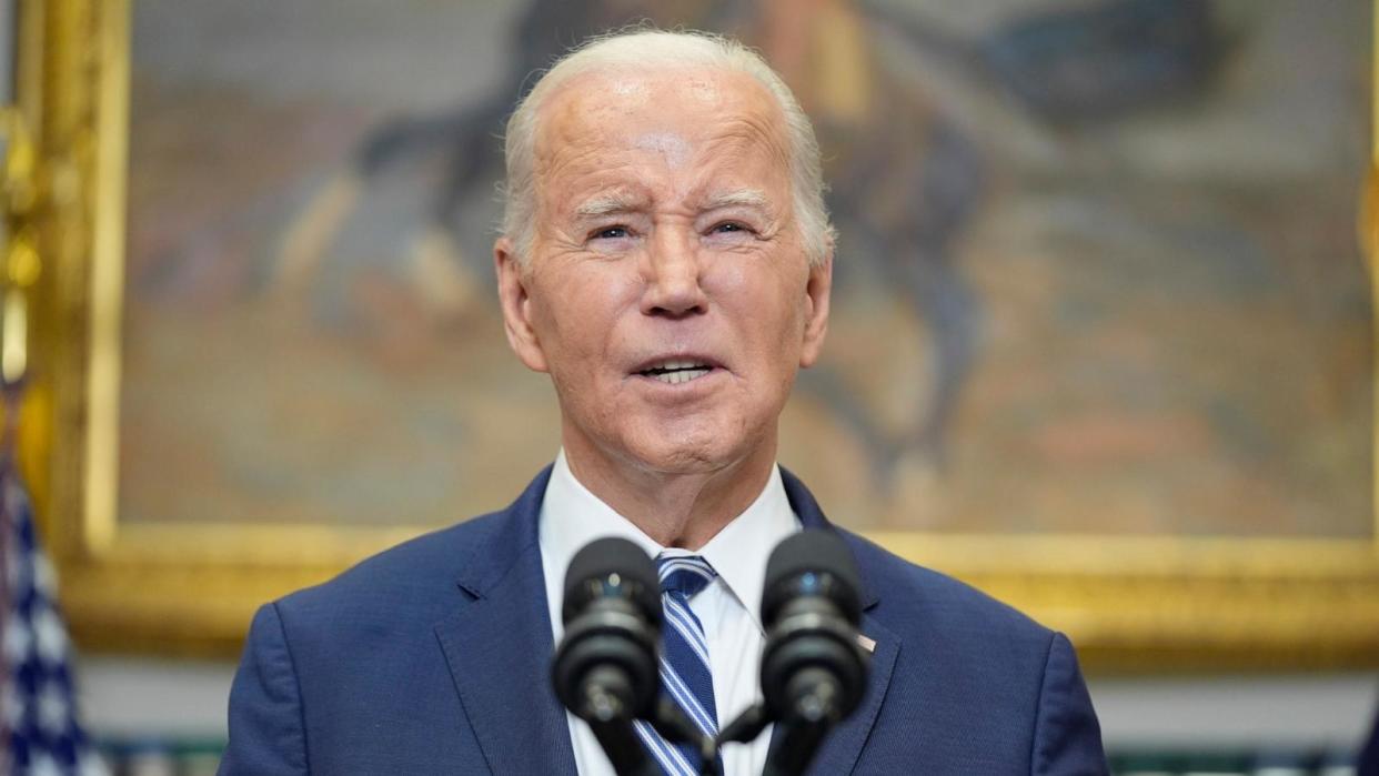 PHOTO: President Joe Biden delivers remarks on the death of Russian opposition leader Alexei Navalny, in the Roosevelt Room of the White House, Feb. 16, 2024, in Washington.  (Evan Vucci/AP)