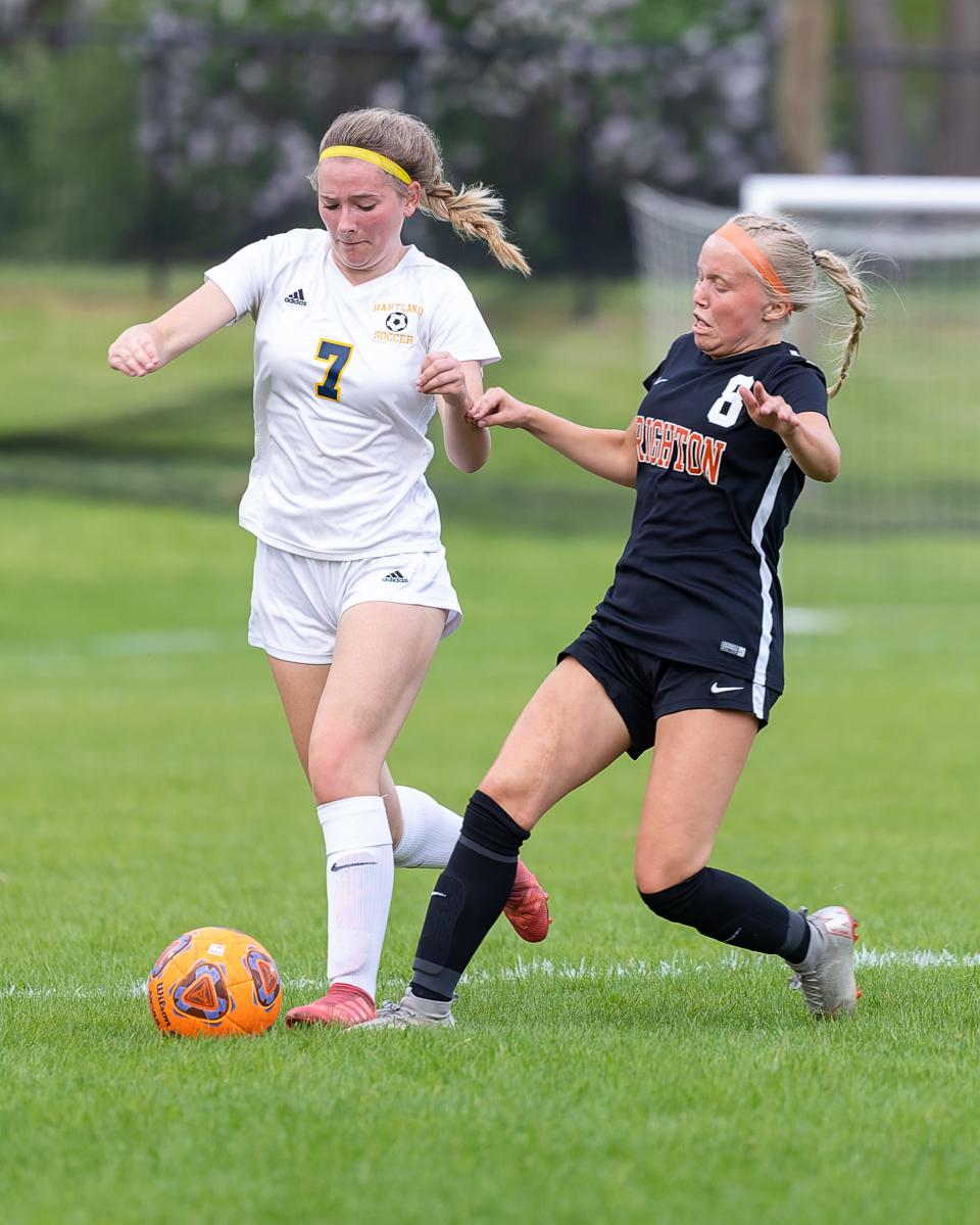 Katie Swirczek (7) moved from the junior varsity to the starting lineup for Hartland.