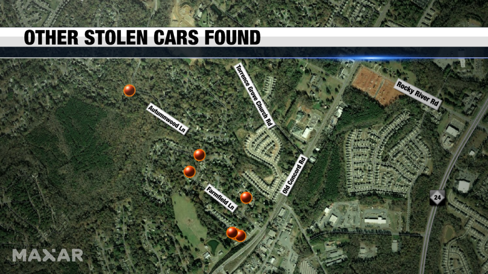 The drop-off spots where all of the stolen cars were found were all in the same area.