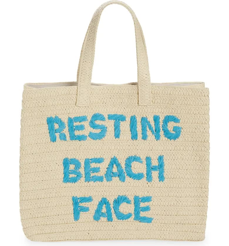 BTB Los Angeles Resting Beach Face Straw Tote